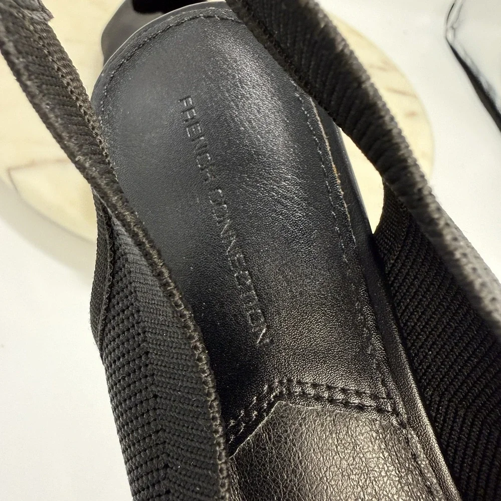 Women's French Connection Black Mesh Slingback Kitten Heels Pointed Toe Size 8